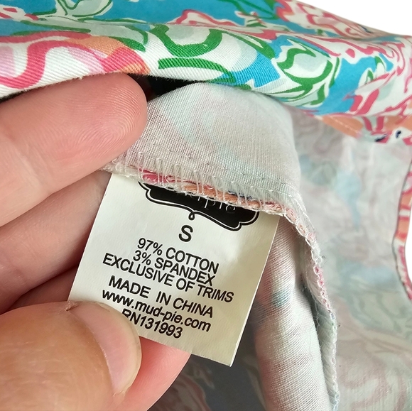 Mud Pie Colorful Floral Cotton Preppy Sleeveless Dress Size Small - Picture 3 of 6